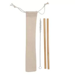 Kit Canudos de Bambu com Escova de Limpeza 15227