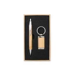 Kit Caneta e Chaveiro Bambu 18835